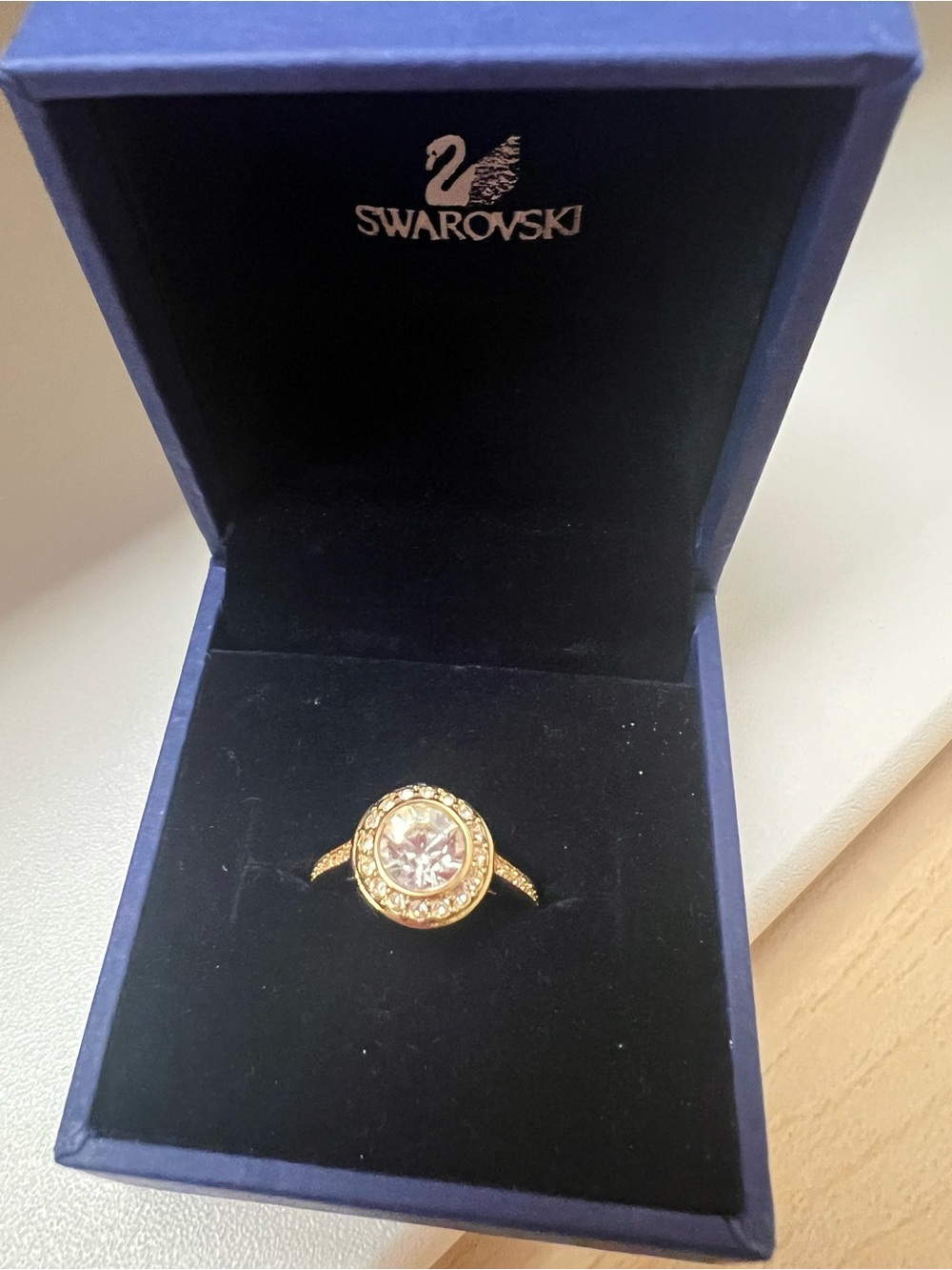 NWOT Swarovski crystal angelic ring gold Size 50